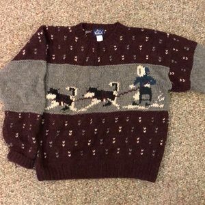 Vintage woolrich dog sled team sweater